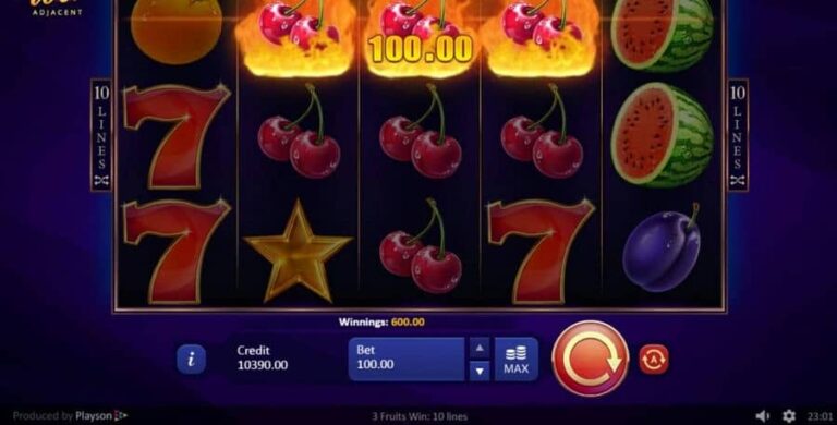 3 Fruits Win: 10 lines