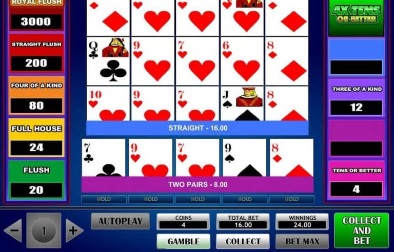 4x Tens Or Better Poker