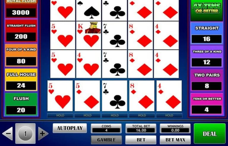4x Tens Or Better Poker