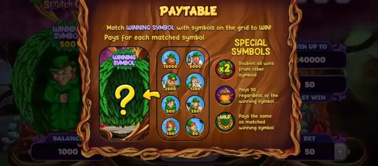 8 Leprechauns Scratch Card