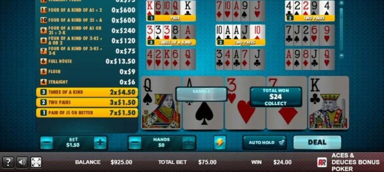 Aces & Deuces Bonus Poker (Red Rake)