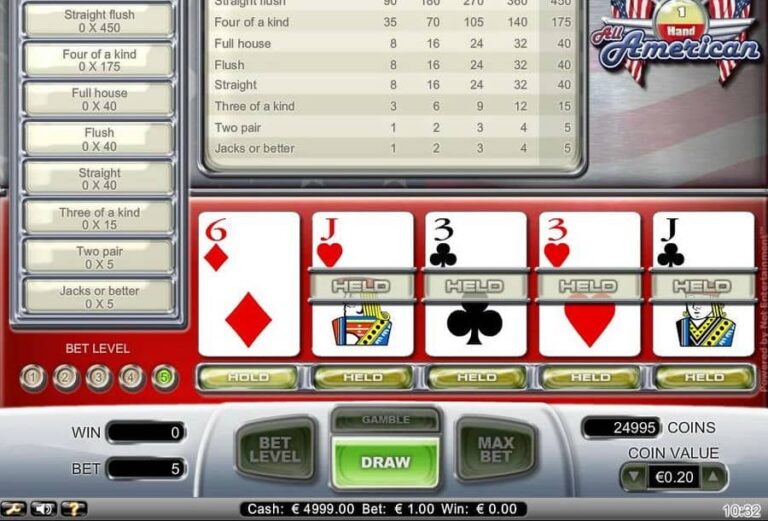 All American 1 Hand Poker (NetEnt)