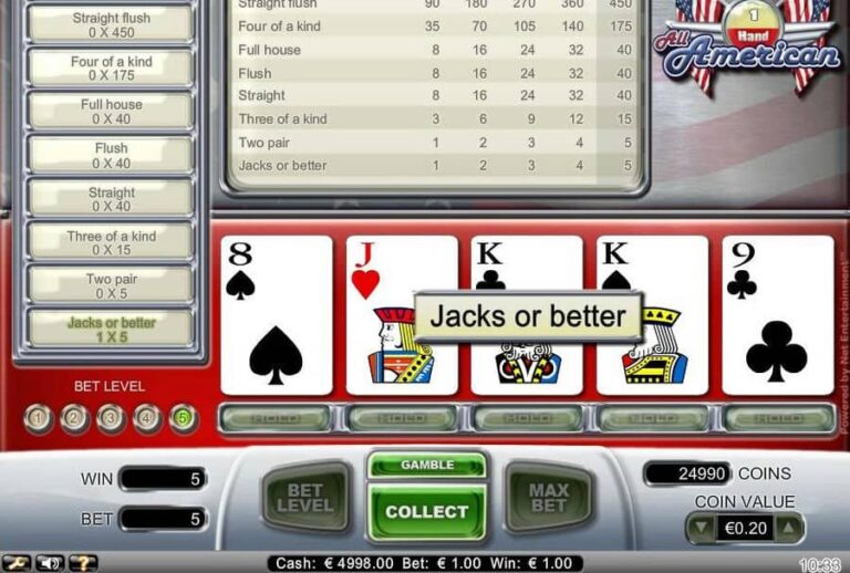 All American 1 Hand Poker (NetEnt)