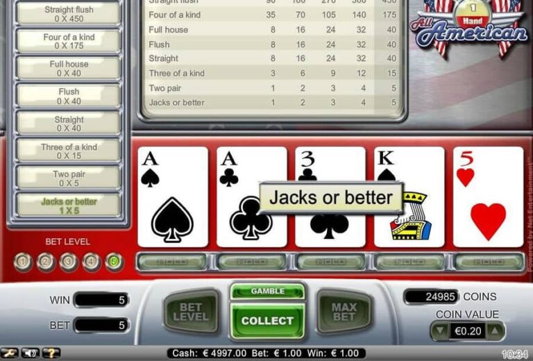 All American 1 Hand Poker (NetEnt)