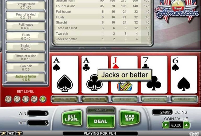All American 1 Hand Poker (NetEnt)