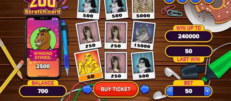Celebrity Zoo Scratch Card