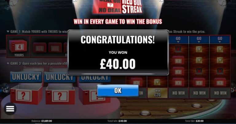 Deal or No Deal Red Box Streak