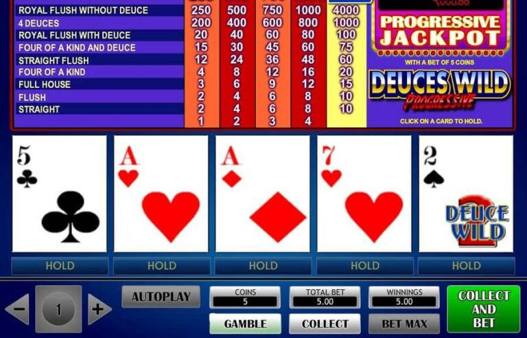 Deuces Wild Progressive Poker