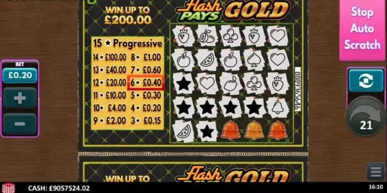 Flash Pays Gold Scratcher