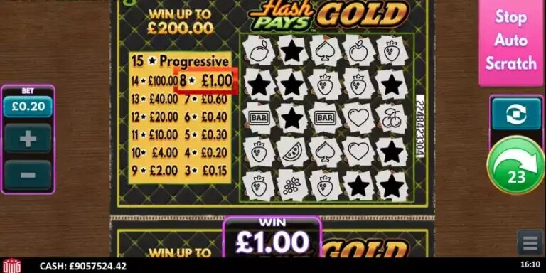 Flash Pays Gold Scratcher