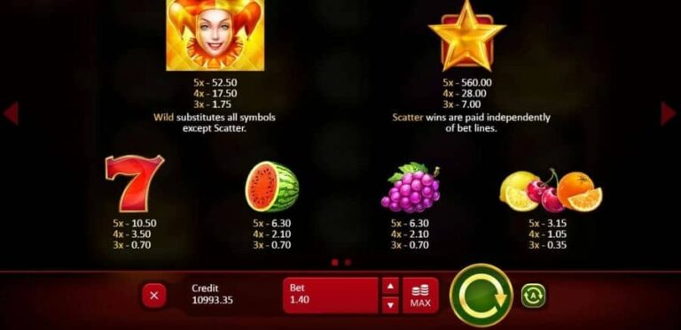 Fruits and Jokers: 40 lines