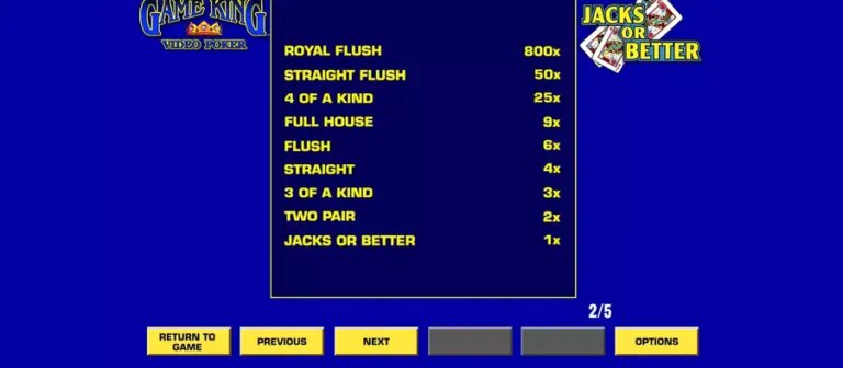 Game King Video Poker