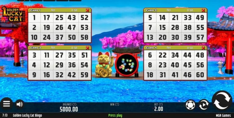 Golden Lucky Cat Bingo