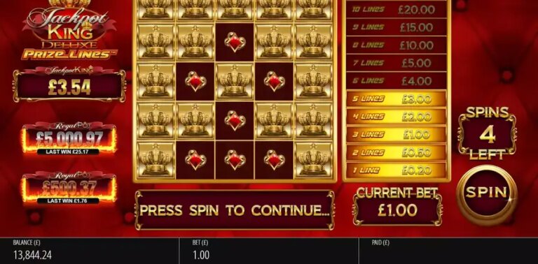 Jackpot King Prize Lines