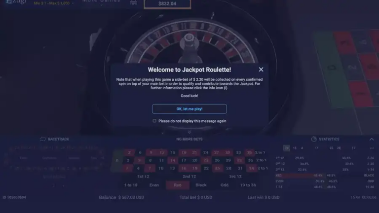 Jackpot Roulette (Ezugi)