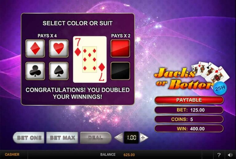 Jacks Or Better 25 Hands