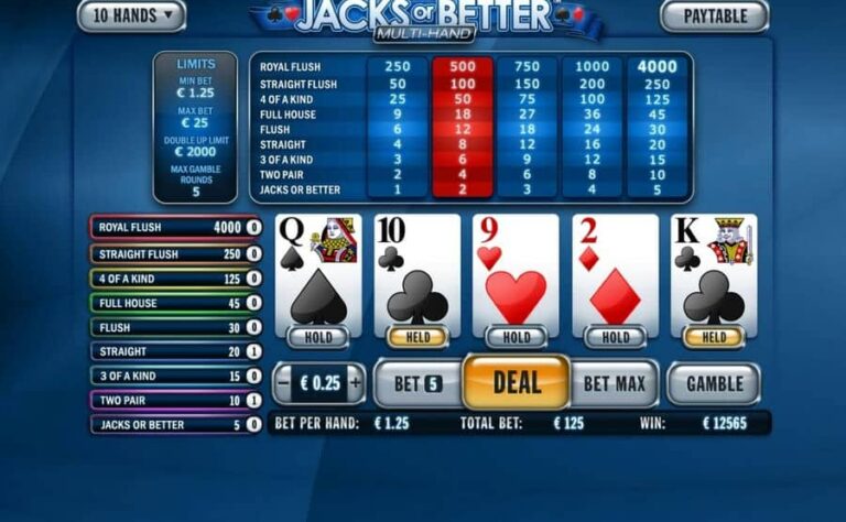 Jacks or Better MH (Playtech)