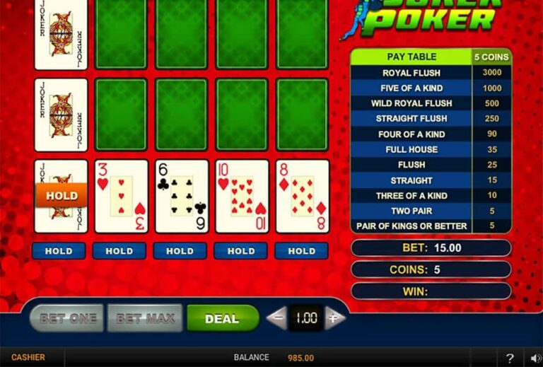 Joker Poker 3 Hands
