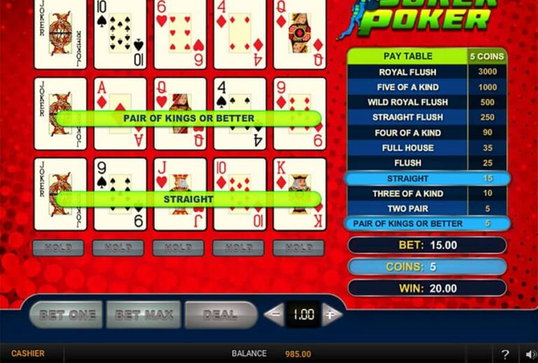 Joker Poker 3 Hands