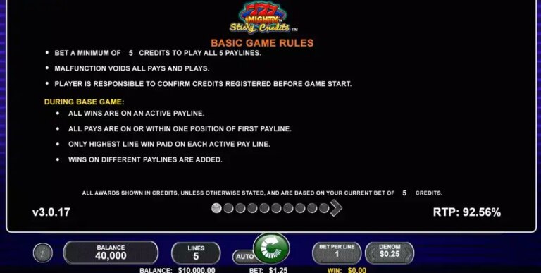 Mighty 777 Sticky Credits