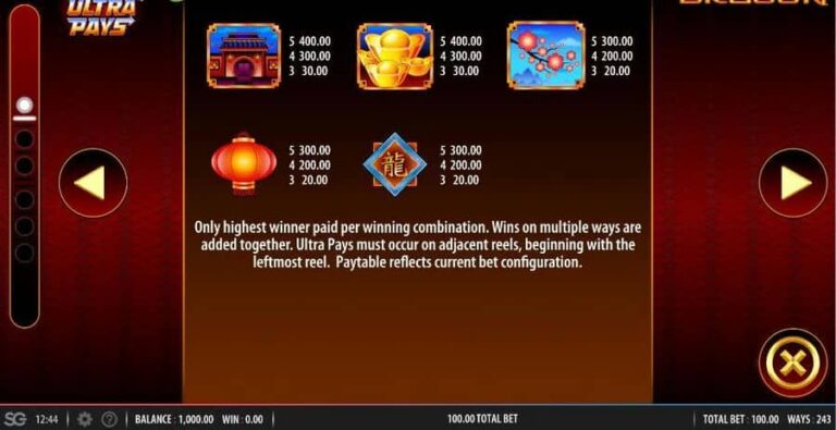 Quick Hit Ultra Pays Sun Dragon