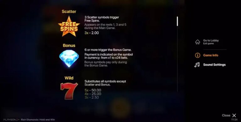 Rich Diamonds Hold and Win
