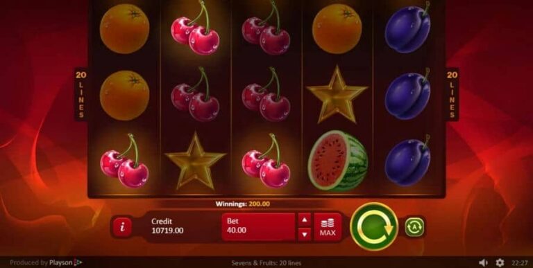 Sevens Fruits: 20 lines