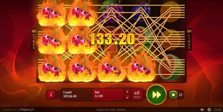 Sevens Fruits: 20 lines
