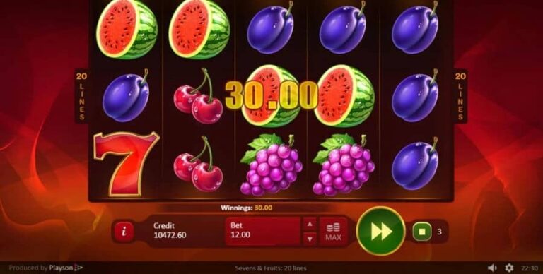 Sevens Fruits: 20 lines