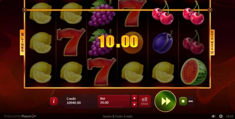 Sevens and Fruits: 6 Reels