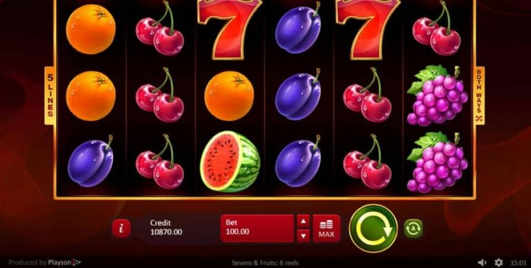 Sevens and Fruits: 6 Reels