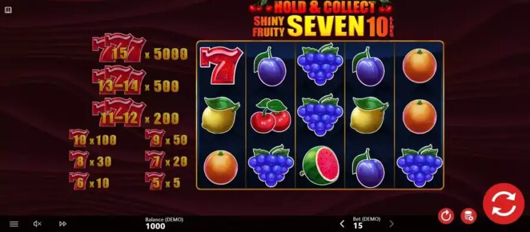 Shiny Fruity Seven 10 Lines Hold and Collect