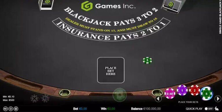 Single Hand Blackjack (Games Inc)