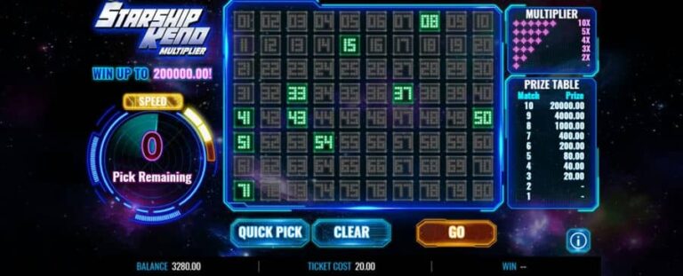 Starship Keno Multiplier
