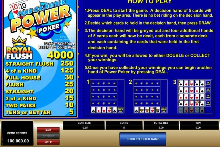 Tens or Better Power Poker