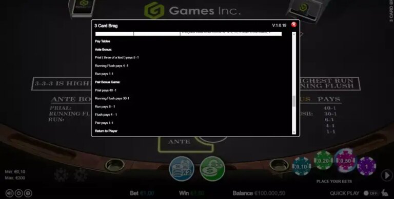 Three Card Brag (Games Inc)