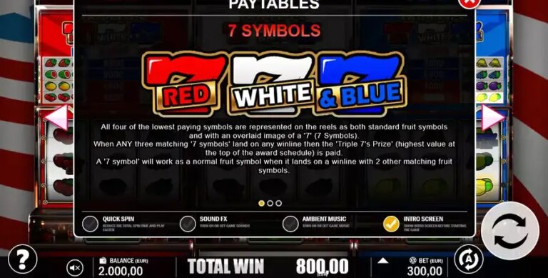 Triple 7’s Red White and Blue