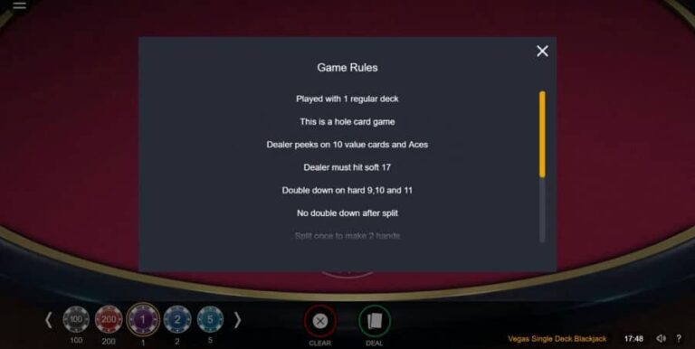Vegas Single Deck Blackjack (Switch Studios)