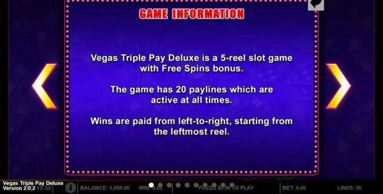 Vegas Triple Pay Deluxe